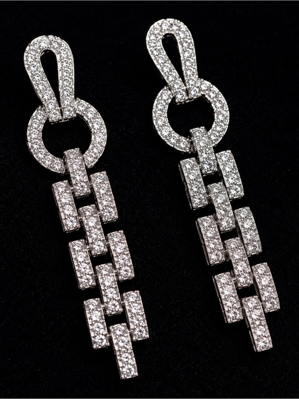 Elegant Luxury Silver tone finish long drop earring - Picture 3 of 10
